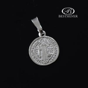 Medalik Srebrne Święty Benedykt okrągły Srebro 925 - 2862350251