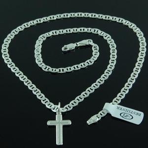 Łańcuszek Srebrny Marina 50cm 4,5mm + krzyżyk męski Srebro - 2630281777