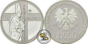 10 000 zł, Jan Paweł II, 1989 (Pastorał) - 2848444921