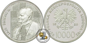 10 000 zł, Jan Paweł II, 1989 (Kratka) - 2848444922