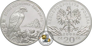 20 zł, Sokół wędrowny, zwierzęta świata, rok 2008 - 2848444423