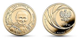 100 zł Kanonizacja Jana Pawła II 27 kwietnia 2014 (złota moneta) - 2848445527