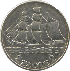 2 zł, Żaglowiec, 1936, stan 2 - 2848446067