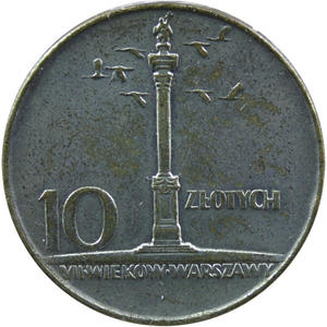 10 zł, Kolumna Zygmunta (Mała kolumna), 1966 rok, stan 2-