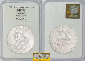 200 zł, Jan Paweł II, 1986, st. zw., nakład 32 szt. MS 70 !!! - 2848444483