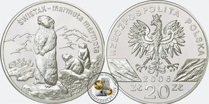 20 zł, Świstak - moneta z serii zwierzęta świata, 2006 - 2848444369