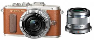 PEN E-PL8 brzowy + ob. 14-42 EZ + ob. 45 mm f/1.8 srebrny - zestaw portretowy - Dostawa GRATIS! - 2854931845