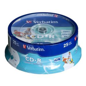 Pyty CD-R Verbatim 700MB 52x Cake Box - 25 szt. - Do nadruku - 2823369774