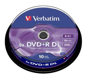 Pyty Verbatim DVD+R DL 8.5GB 8x - Spindle -10szt. - Matt Silver