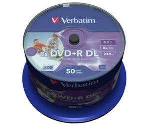 Pyty Verbatim DVD+R 8,5GB DL 8x - Cake Box - 50szt. - Do nadruku - 2823369845