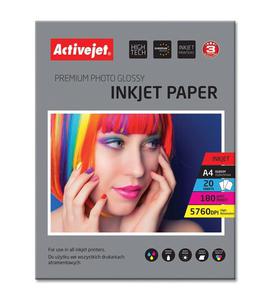 Papier fotograficzny byszczcy Activejet A4 20szt. 180g/m2 - 2861470337