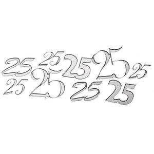 Naklejki - Liczba 25, rocznica - urodziny, ark. 10x24,5 cm, srebrny [33-572-22] - 2829374430