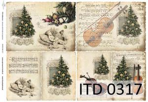 Papier decoupage, Boe Narodzenie - nuty, A3 [ITD-0317] - 2861272991