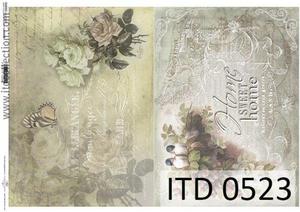 Papier decoupage, kwiaty, re, motyl Vintage, A3 [ITD-0523] - 2861273026