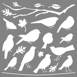 Szablon malarski: Ptaki, gazie, licie, DecoArt, 30.5x30.5 cm [38-972-000] - 2870571068