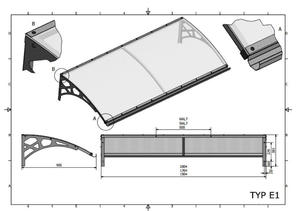 Zadaszenie drzwiowe typ E1 150x95 cm - 2860910949