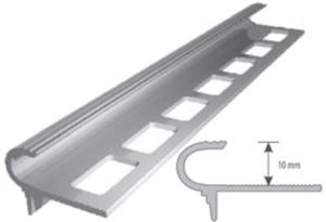 Profil aluminiowy do glazury AL "G"schodowy H=10mm, L=2,5m anodowany srebro - 2829289432