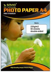 Papier fotograficzny SAVIO PA-10 A4 220/50 MAT dwustronny - 2860723356