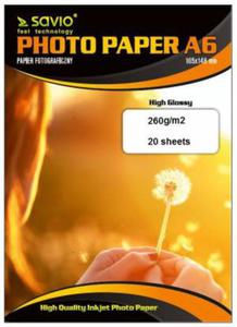 Papier fotograficzny SAVIO PA-17 A6 260/20 bysk - 2860723360