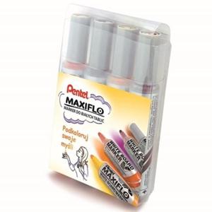 Marker suchocieralny i do flipchartu z toczkiem okrgy 2,0-2,5mm PENTEL MAXIFLO 4 kolory /MWL5M-4W/ - 2861793921