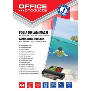 Folia do laminowania A4 216x303,m 80mic OFFICE PRODUCTS 100szt /20325415-90/ - 2873261735