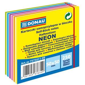 Notes samoprzylepny 50x50mm 250 kartek neon-pastel mix kolorw DONAU /7575011-99/ - 2873261763