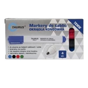 Marker suchocieralny i do flipchartu okrgy 1,0-3,0mm TAURUS 4 kolory /TKMW/ - 2873264970