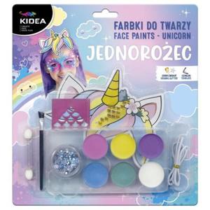 Makija/farby do malowania twarzy KIDEA 6 kolorw + cekiny brokat UNICORN /FDTZUKA/ - 2874877235