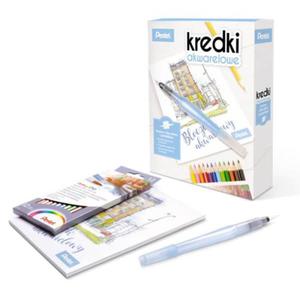 Kredki akwarelowe 12 kolorw + 15 arkuszy bloczkw akwarelowych PENTEL /ZESTAW CB9-12-FRH-B/ - 2861791734