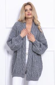 Fobya oversizowy sweter F715 szary - 2860485036