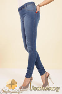 CM0197 Legginsy jeans z przetarciami na udach i poladkach - jeansowe - 2832070328
