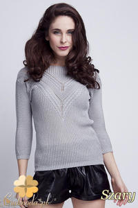 CM1461 Elegancki sweter z modnym wzorem - szary - 2832074871