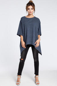 CM3031 Asymetryczna bluza oversize - granatowa - 2852733609