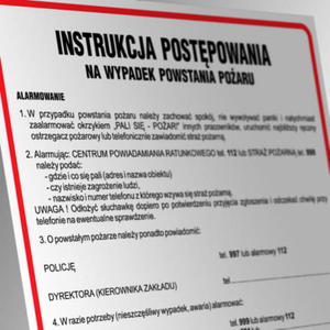 Tablica informacyjna - "Instrukcja postpowania w przypadku poaru" - 2874202036