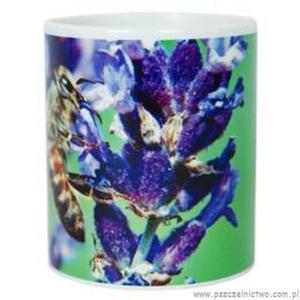 Kubek ceramiczny fioletowy kwiat z pszczo 330ml