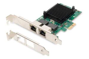 Digitus Karta sieciowa przewodowa PCI Express 2x RJ45 Gigabit 10/100/1000Mbps Low Profile - 2876385336