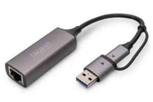 Karta sieciowa przewodowa USB 3.1 Typ C + USB A do 1x RJ45 2.5 Gigabit Ethernet 10/100/1000/2500Mbps - 2877666798