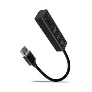 HMA-CR3A Wieloportowy hub 3x USB-A + SD/microSD, USB3.2 Gen 1 hub, metalowy, 20cm USB-A kabel - 2873563337