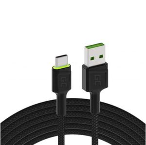 KABEL USB-A -> USB-C Green Cell RAY 120cm ZIELONY LED QUICK CHARGE 3.0 KABGC06 - 2877433636