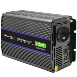 Przetwornica napicia Monolith 2000 MS Wave | 12V na 230V | 1000/2000W | USB - 2876288839