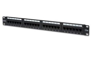 Digitus Patch panel 19" 24 porty, kat.5e, U/UTP, 1U, wspornik kablowy, czarny (kompletny) - 2877666403