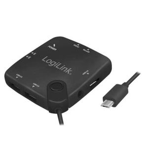 LogiLink Hub USB 2.0, 3 porty, z czytnikiem kart, OTG, Micro-USB, Android - 2865999904