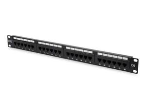 Digitus Patch panel 19" 24 porty, kat.6, U/UTP, 1U, wspornik kablowy, czarny (kompletny) - 2876495329