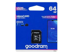 Karta SD 64GB micro+adapter GOODRAM class10 / TGD-M1AA0640R12 - 2869639415