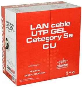 Conotech Kabel teleinformatyczny komputerowy sieciowy el CU U/UTP LAN kat. 5e GEL (305m) - 2867868217