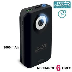 PURO Fast Charger Power Bank z latark 9000 mAh 2 x USB, 2.4 A (czarny) - 2859480664