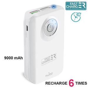 PURO Fast Charger Power Bank z latark 9000 mAh 2 x USB, 2.4 A (biay) - 2859480665