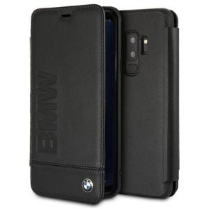 BMW Signature - Skrzane etui z klapk Samsung Galaxy S9+ (czarny) - 2859480736