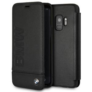 BMW Signature - Skrzane etui z klapk Samsung Galaxy S9 (czarny) - 2859480737