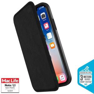 Speck Presidio Folio Leather - Etui skrzane iPhone X z kieszeni na karty (czarny) - 2859480845